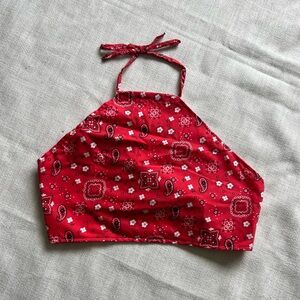 Red Bandana Print Halter Top